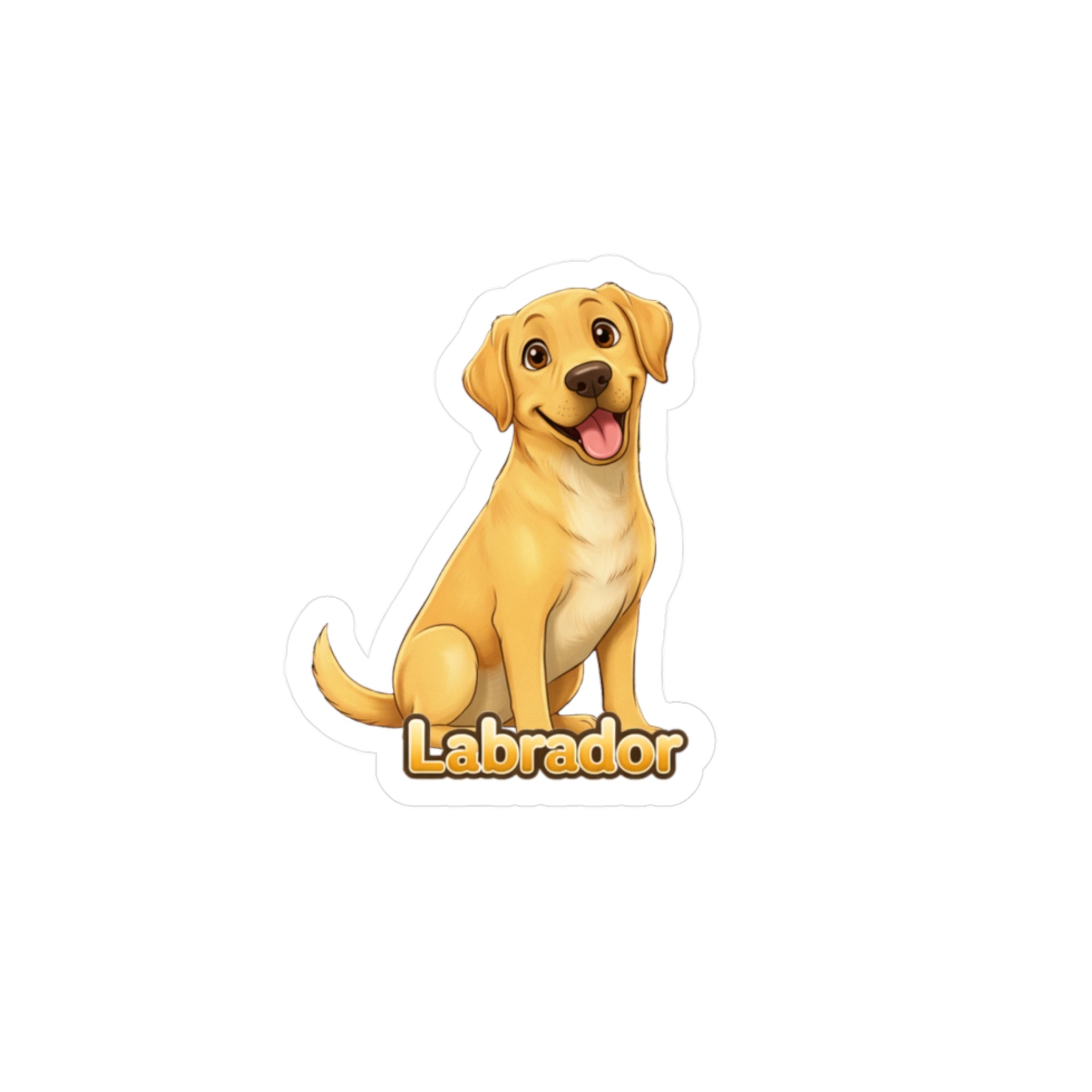 Labrador Retriever dog vinyl decal sticker with cartoon yellow dog and Labrador text