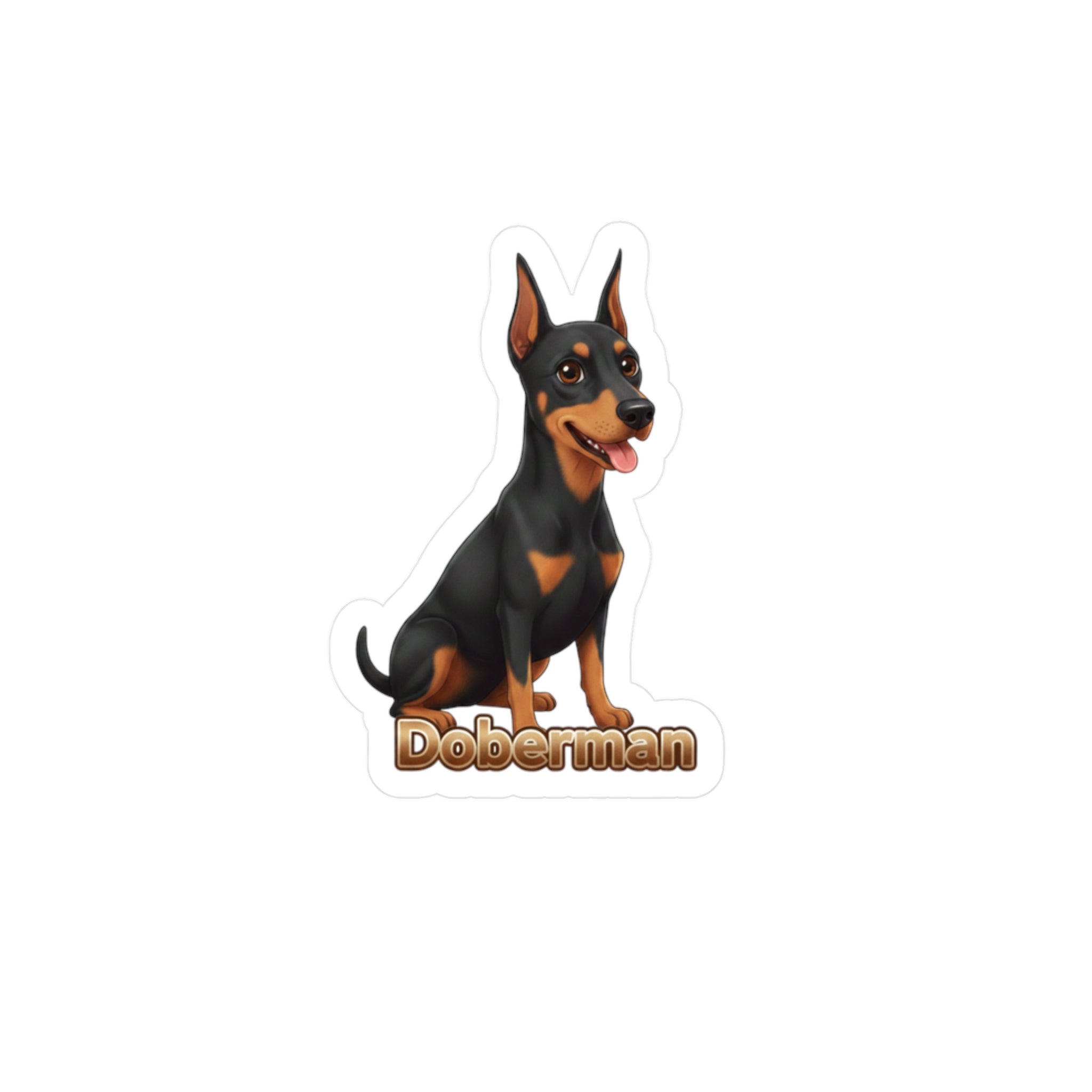Doberman dog vinyl decal sticker with text label