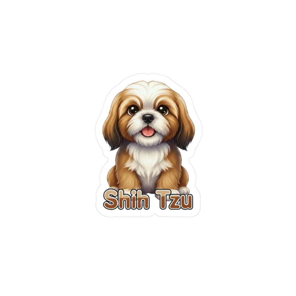 Shih Tzu dog puppy vinyl decal sticker with brown and white fur