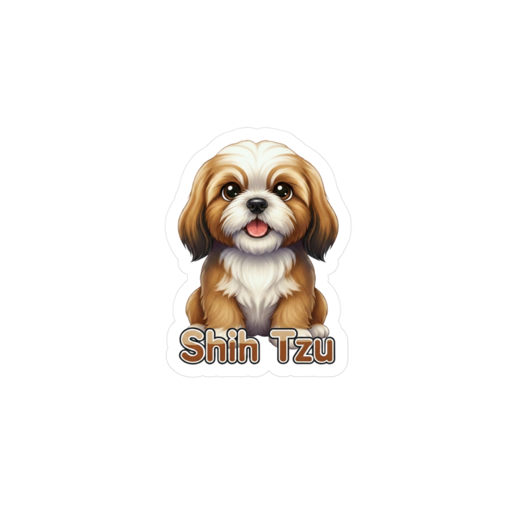 Shih Tzu dog puppy vinyl decal sticker with brown and white fur