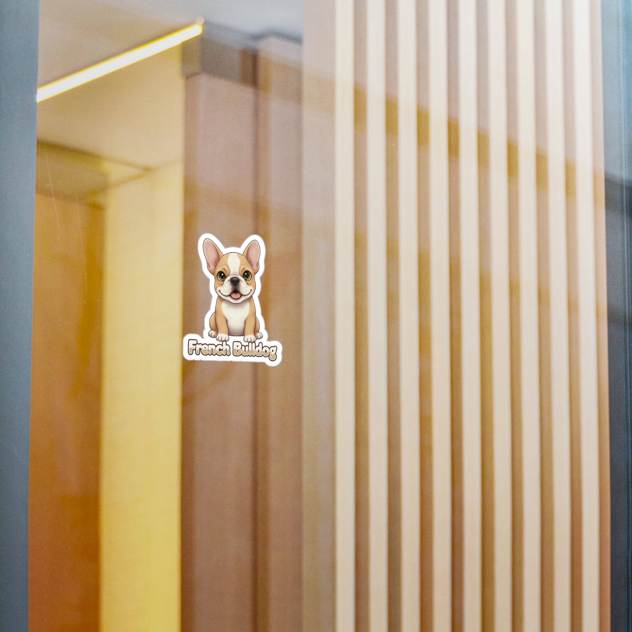 French Bulldog dog puppy vinyl decal sticker on a glass door