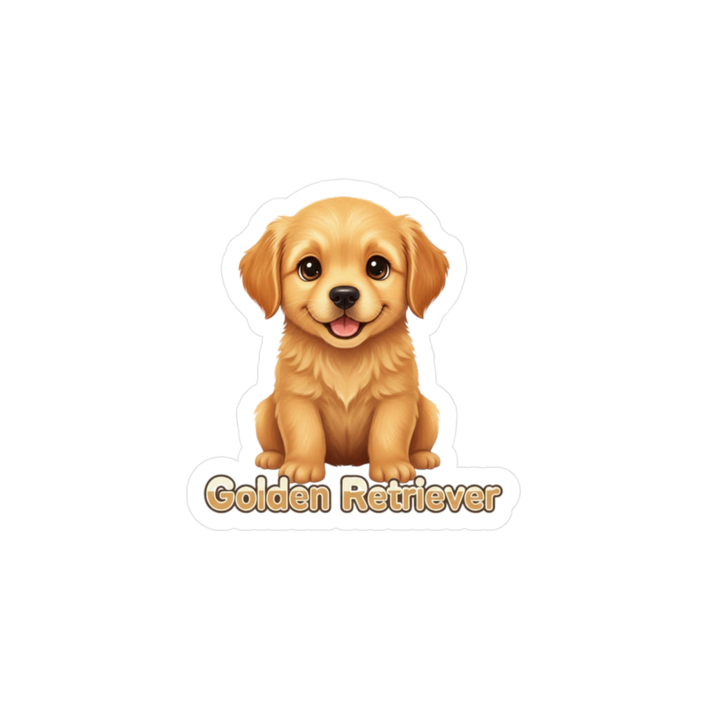 Golden Retriever puppy vinyl decal sticker with text