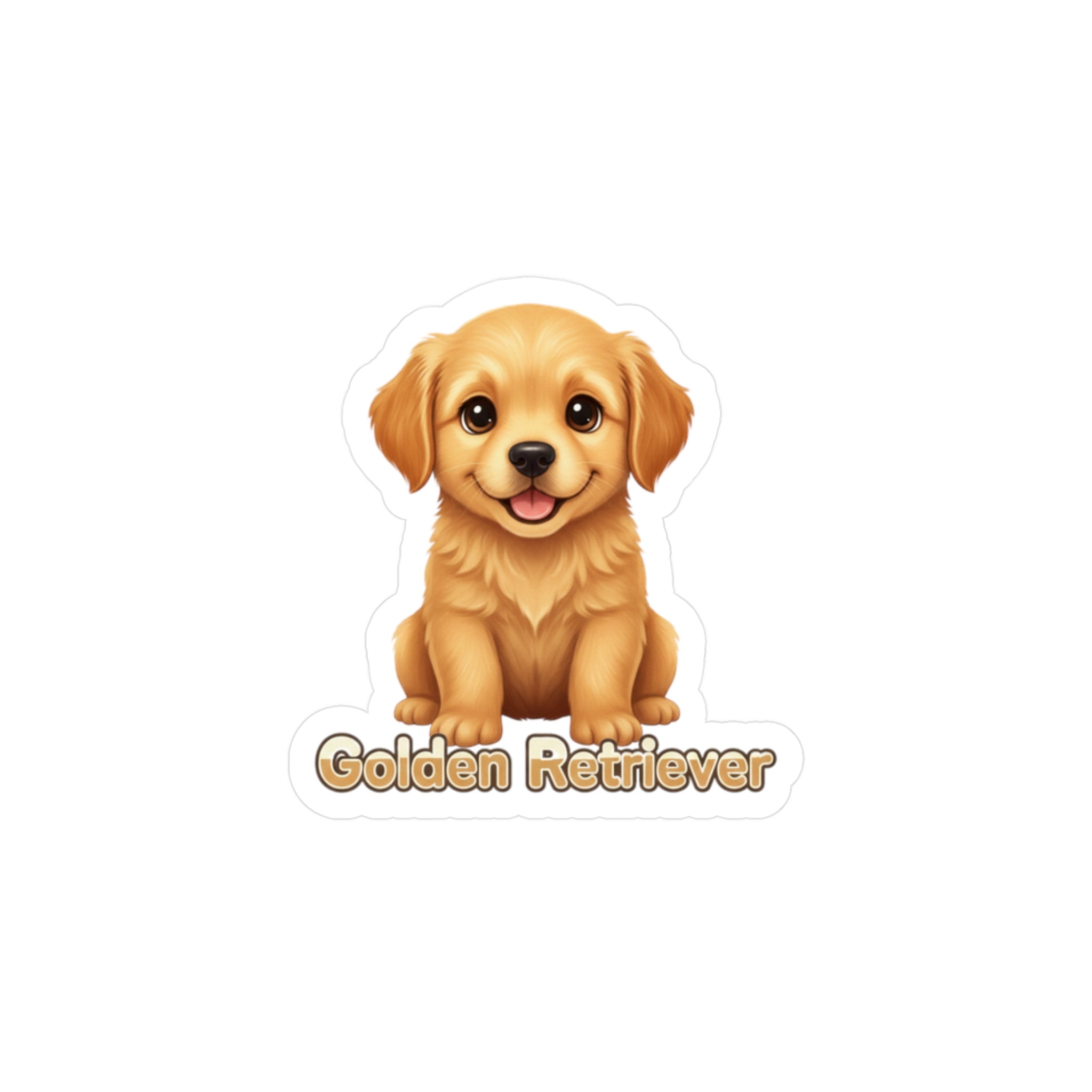 Golden Retriever puppy vinyl decal sticker with text