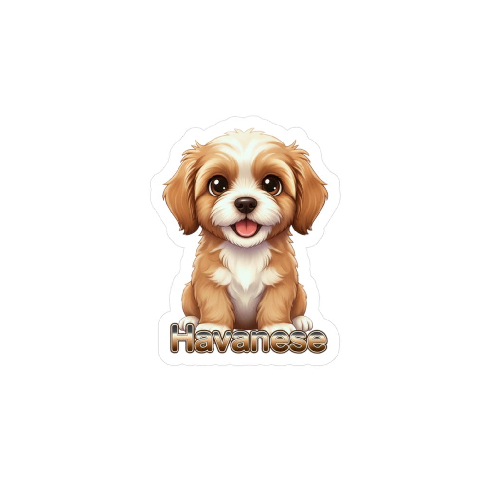 Havanese dog puppy vinyl decal sticker with brown and white fur