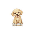 Poodle dog puppy vinyl decal sticker featuring a fluffy cream puppy with the word Poodle underneath