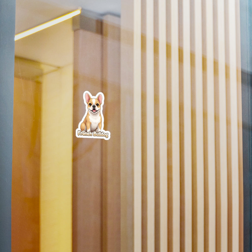 French Bulldog vinyl decal sticker applied to a glass door