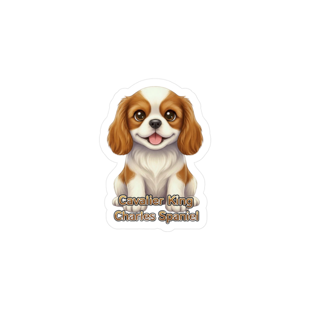 Cavalier King Charles Spaniel vinyl decal sticker featuring a cartoon puppy