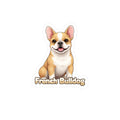 French Bulldog vinyl decal sticker featuring a tan and white dog illustration