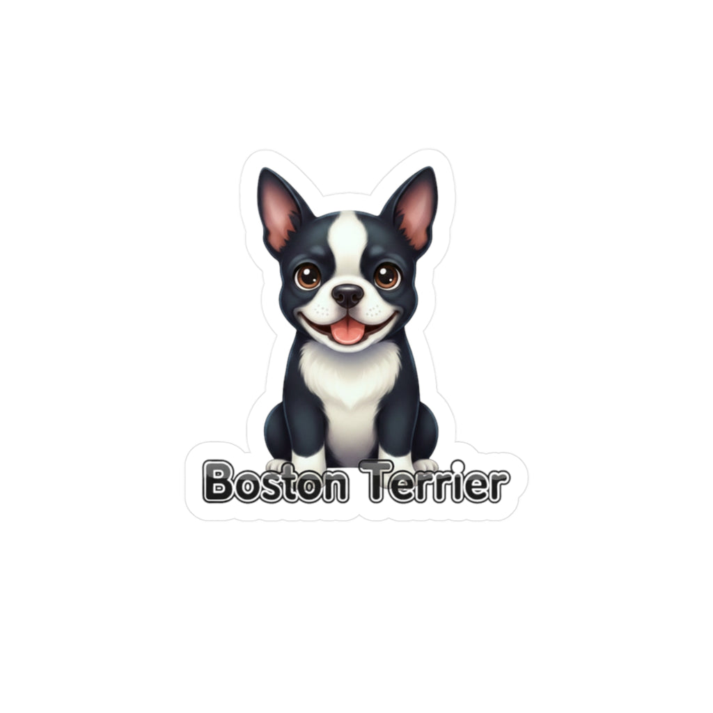 Boston Terrier dog puppy vinyl decal sticker with text