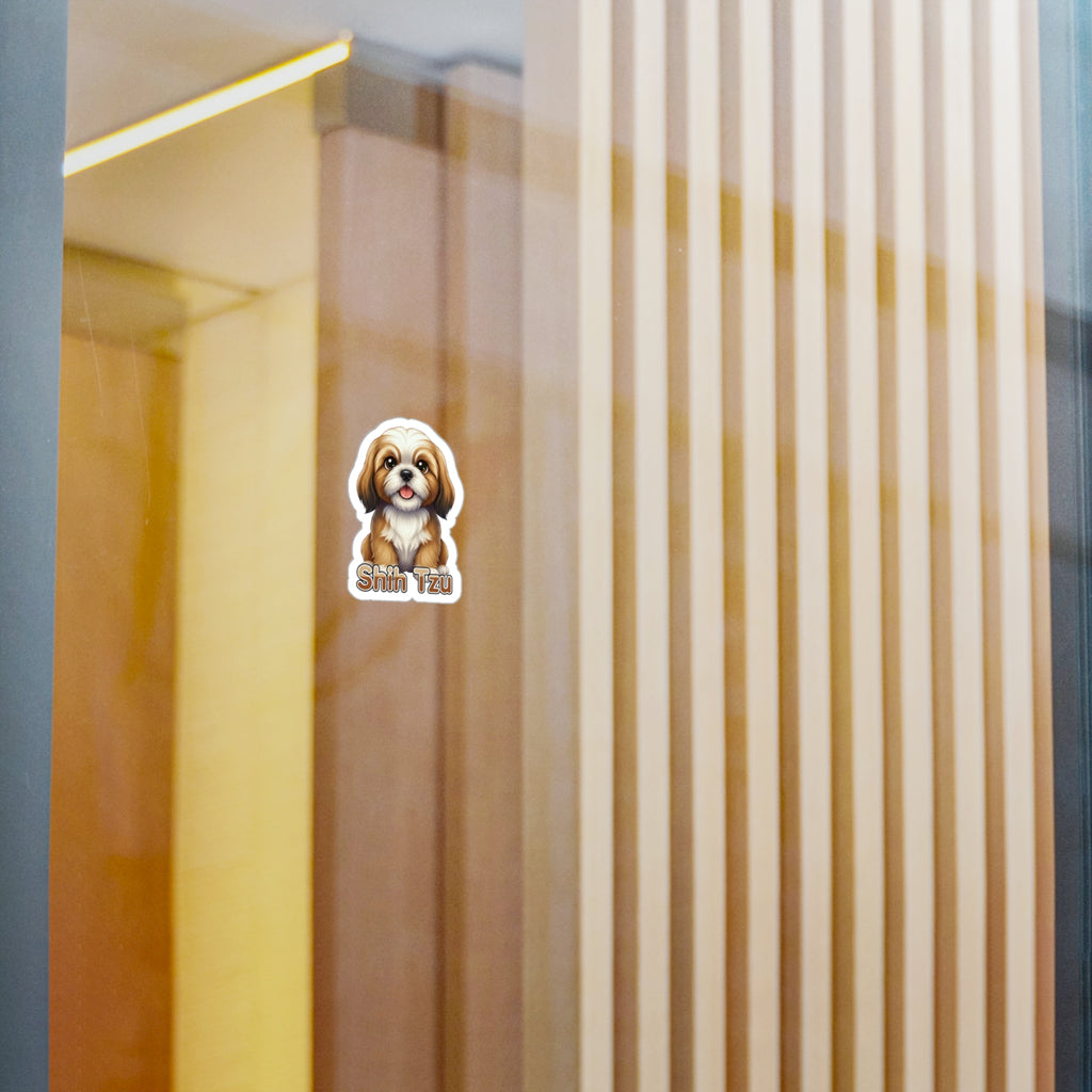 Shih Tzu dog puppy vinyl decal sticker on a glass door