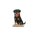 Rottweiler dog vinyl decal sticker with the word Rottweiler written below