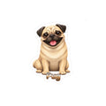 Pug dog vinyl decal sticker with a sitting pug illustration