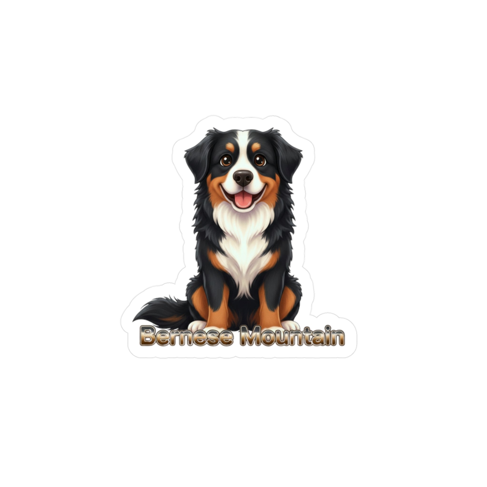 Bernese Mountain Dog vinyl decal sticker featuring a sitting dog illustration
