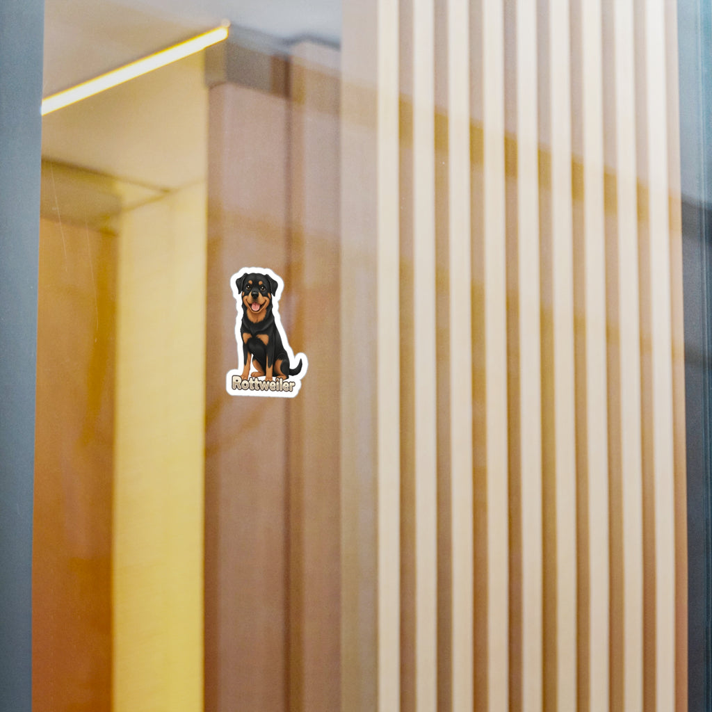 Rottweiler dog vinyl decal sticker on a glass surface
