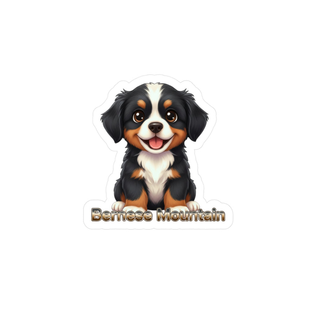 Bernese Mountain Dog puppy vinyl decal sticker with text