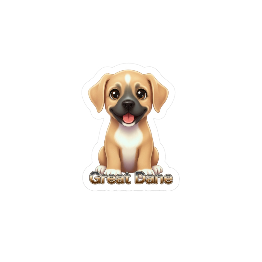 Great Dane puppy vinyl decal sticker with a tan dog illustration