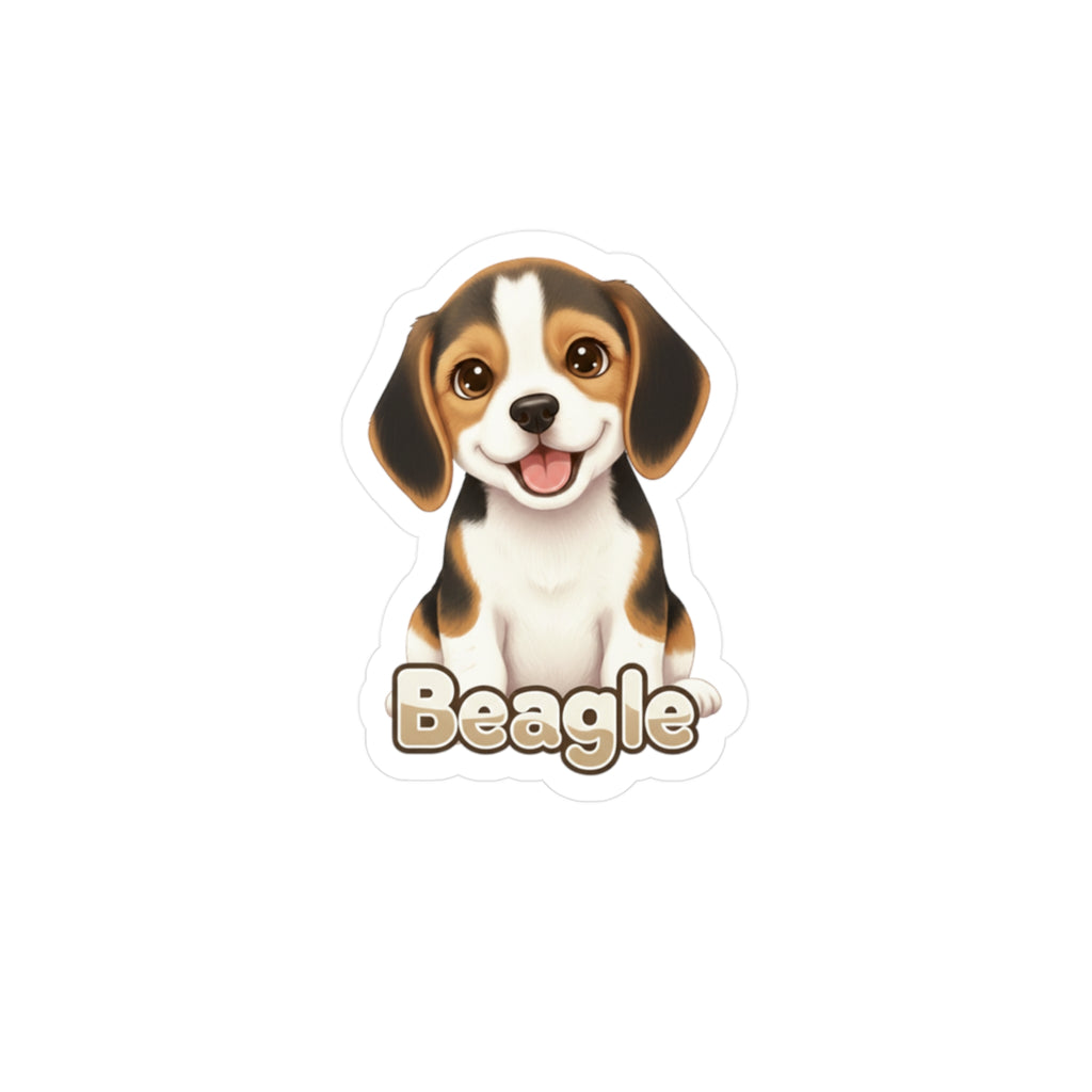 Beagle dog puppy vinyl decal sticker with the word Beagle written below