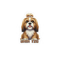 Shih Tzu dog vinyl decal sticker with a brown and white dog illustration