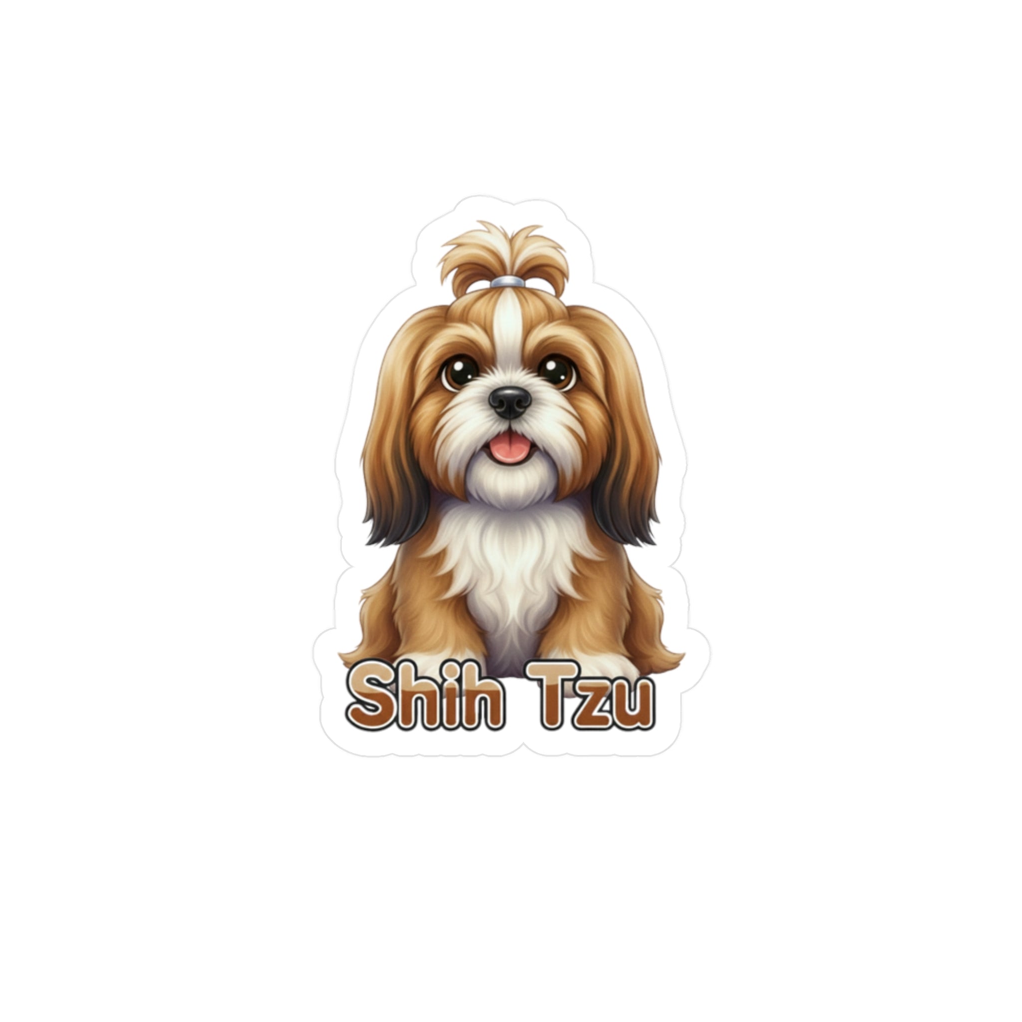 Shih Tzu dog vinyl decal sticker with a brown and white dog illustration