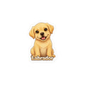 Labrador Retriever puppy vinyl decal sticker with the word Labrador written below