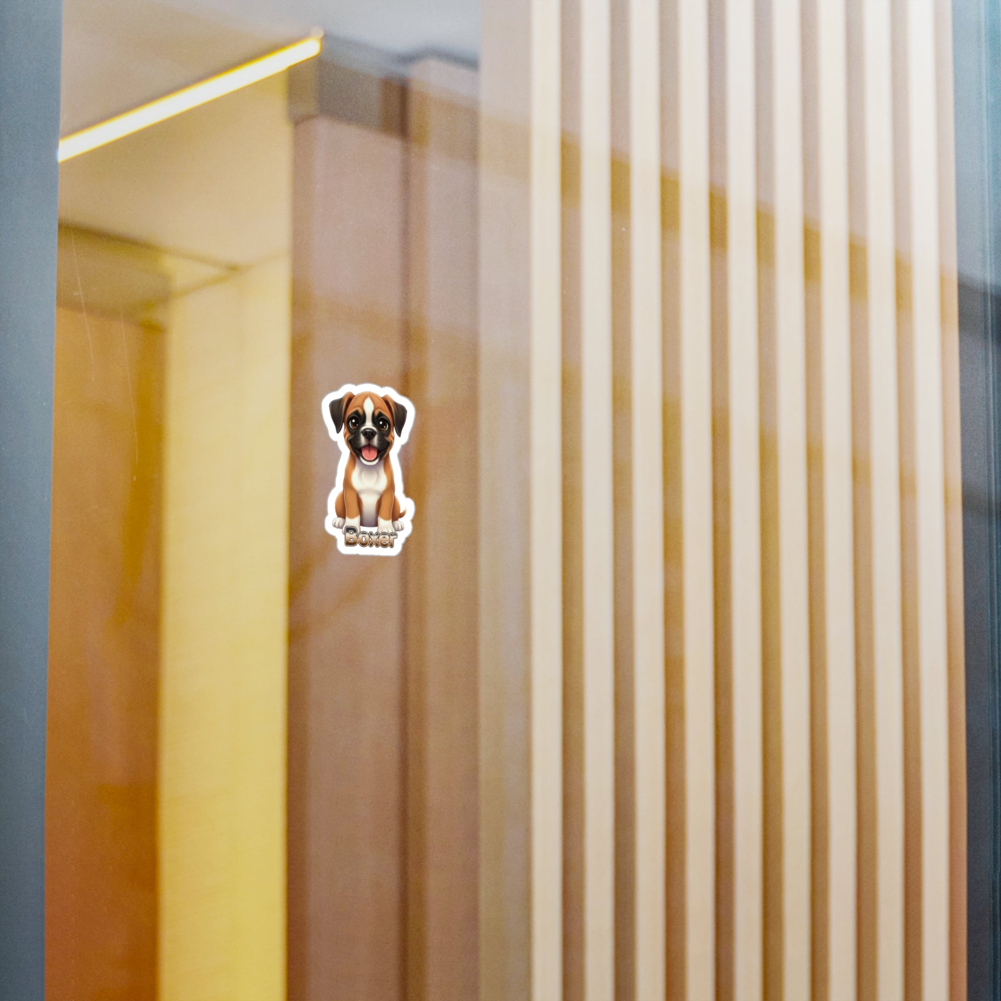 Boxer dog puppy vinyl decal sticker on a glass door
