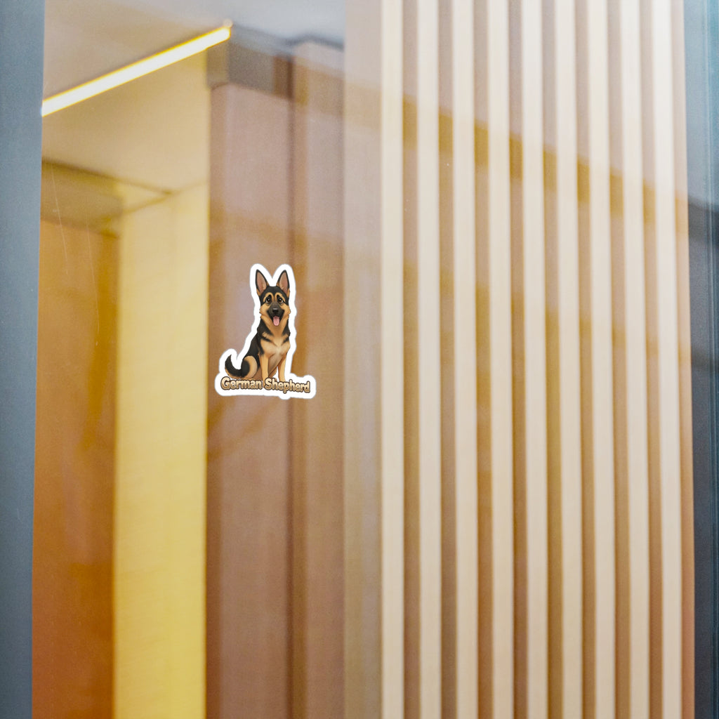 German Shepherd Dog vinyl decal sticker applied to a glass surface