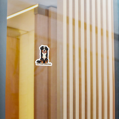 Bernese Mountain Dog vinyl decal sticker applied to a glass surface
