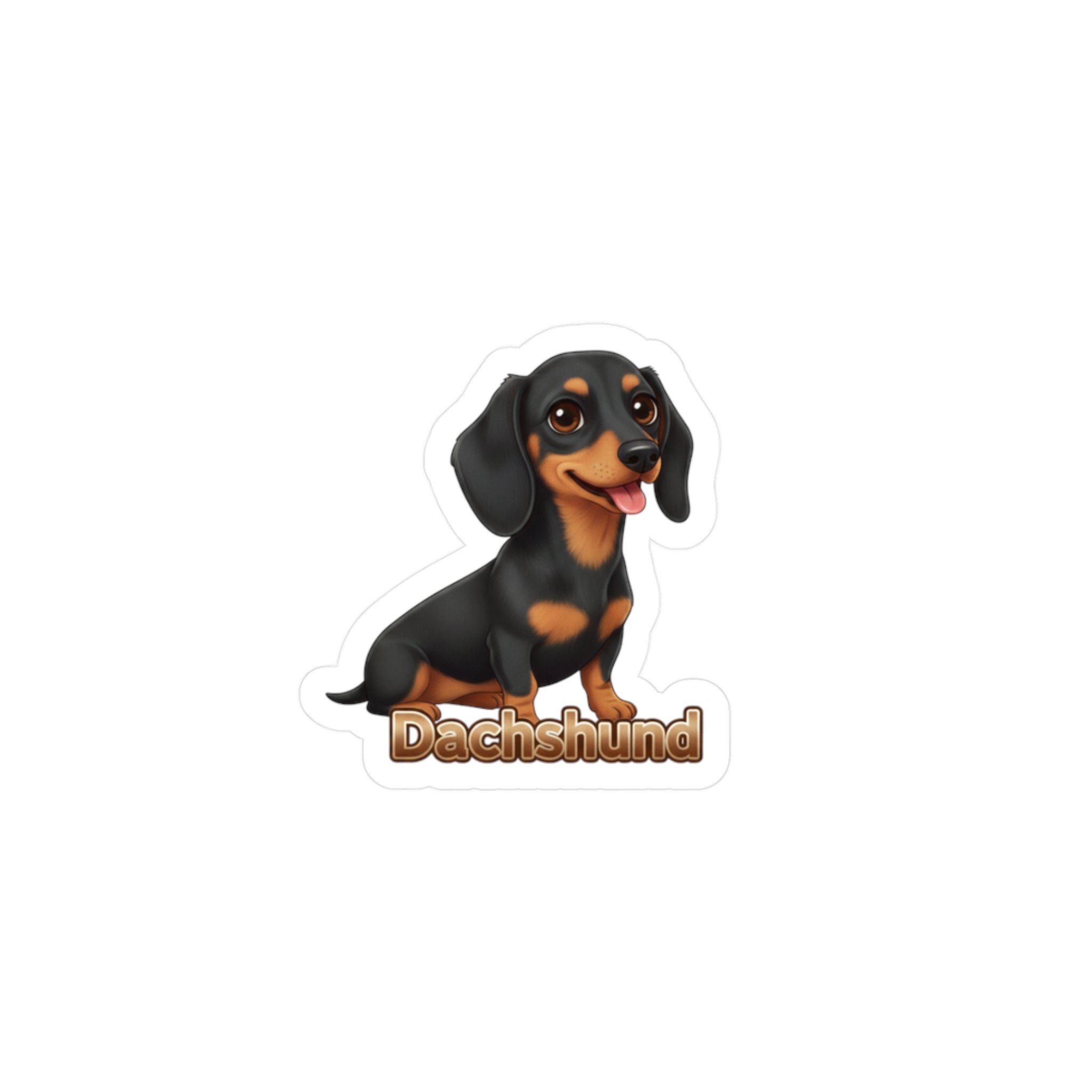 Dachshund dog vinyl decal sticker with brown and black illustration