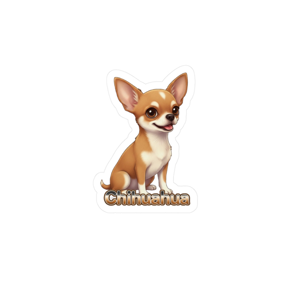 Chihuahua dog vinyl decal sticker with brown and white fur