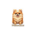 Pomeranian dog puppy vinyl decal sticker with a fluffy tan dog illustration