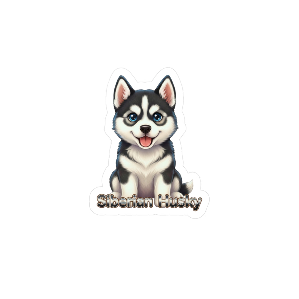 Siberian Husky dog puppy vinyl decal sticker with text